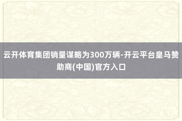 云开体育集团销量谋略为300万辆-开云平台皇马赞助商(中国)官方入口