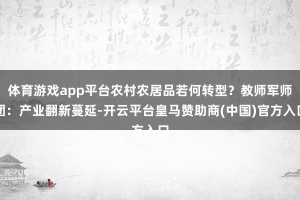 体育游戏app平台农村农居品若何转型？教师军师团：产业翻新蔓延-开云平台皇马赞助商(中国)官方入口
