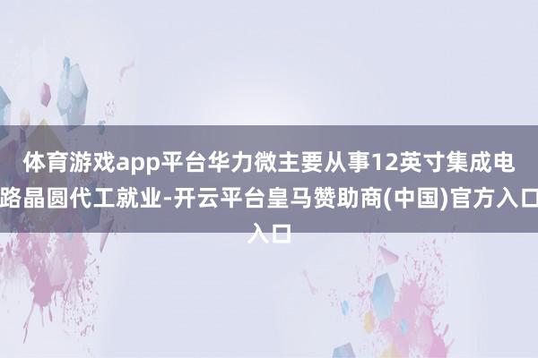 体育游戏app平台华力微主要从事12英寸集成电路晶圆代工就业-开云平台皇马赞助商(中国)官方入口