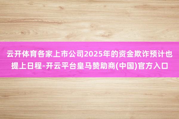 云开体育各家上市公司2025年的资金欺诈预计也提上日程-开云平台皇马赞助商(中国)官方入口