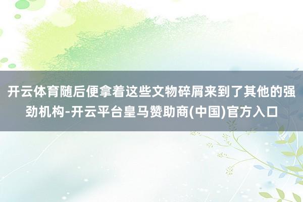 开云体育随后便拿着这些文物碎屑来到了其他的强劲机构-开云平台皇马赞助商(中国)官方入口